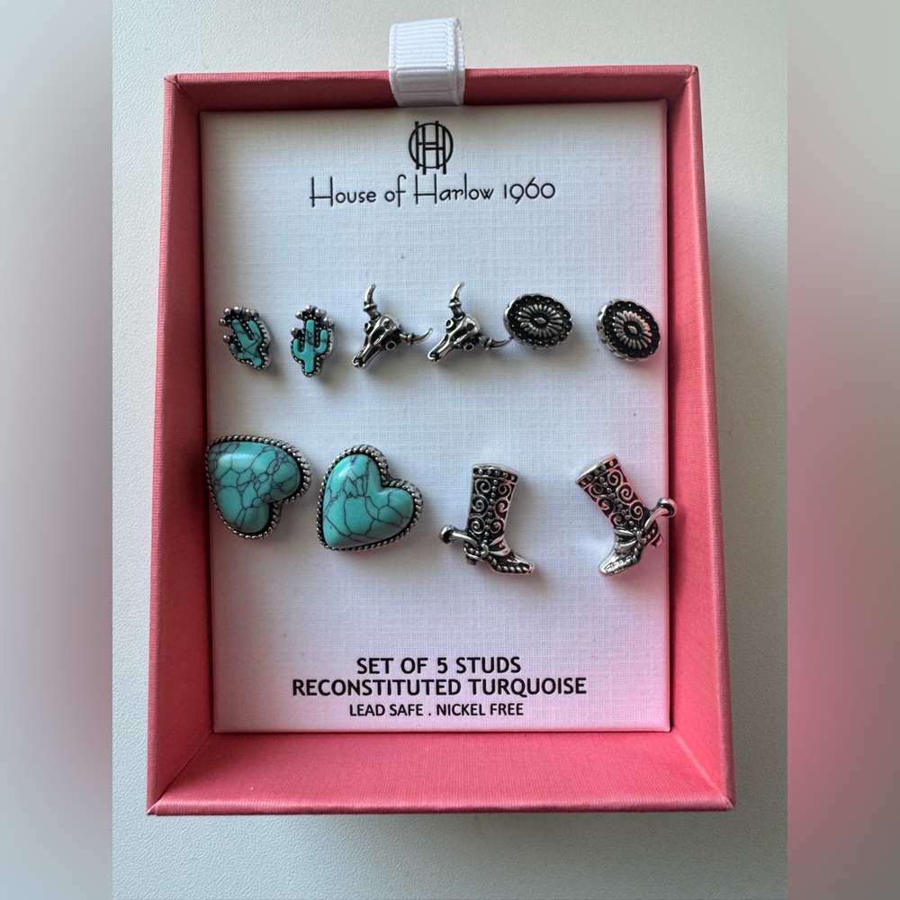 House of Harlow Western Turquoise Stud Earrings